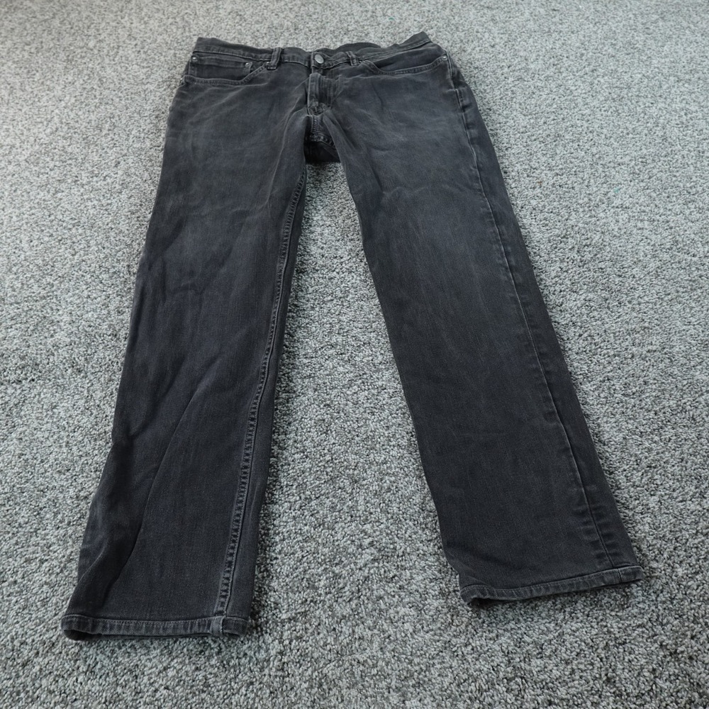 Levis Jeans Mens 34X28 Dark Black Denim Pants 511 Slim Straight Stretch Flex